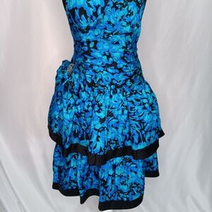 A.J. Bari Vibrant Blue Floral Mini Dress